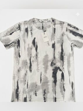 NWT JEEGAL Acid Wash Tie Dye Short Sleeve T-Shirt Grey White Crew Neck Size S